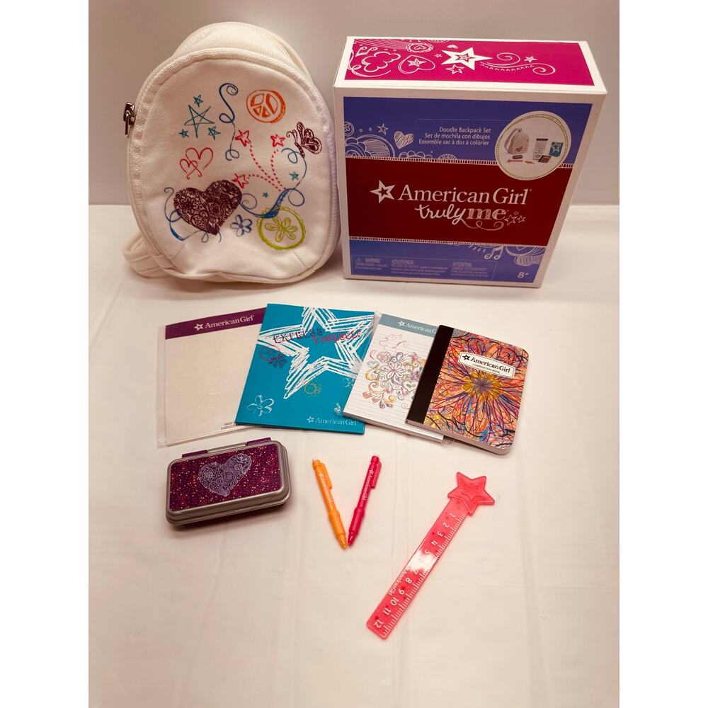 American Girl Doll Truly Me Doodle Backpack Set Retired RARE *READ*